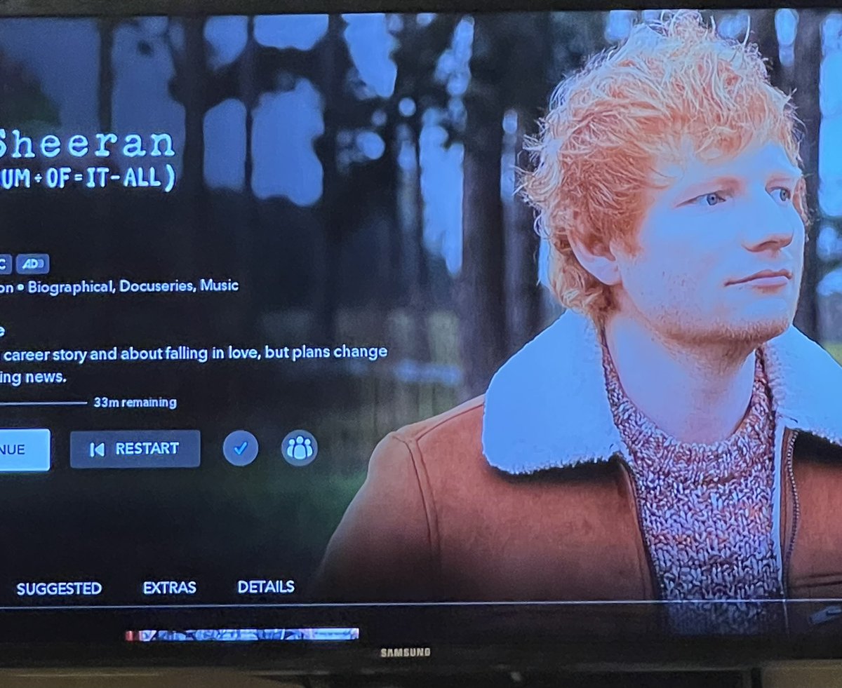 Watching #EdSheeran (*THE*SUM*OF=IT-ALL)