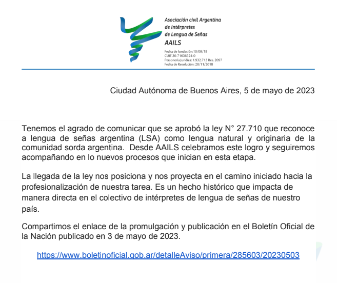 USALLenguas's tweet photo. 👉Compartimos desde AAILS que se aprobó la ley N° 27.710 que reconoce a lengua de señas argentina (LSA) como lengua natural y originaria de la comunidad sorda argentina.
https://t.co/d9iyHznlXO
#AAILS #interpretes #LSA #lenguasmodernasUSAL https://t.co/xr9F3aBA3V