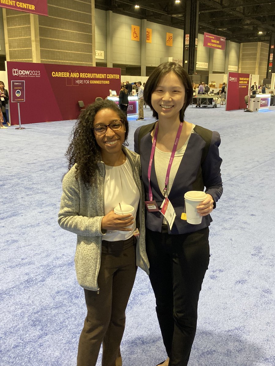 Ran into Gabby @IUGastro today at #DDW2023 after only meeting virtually before! So glad we could finally meet in person 🥰