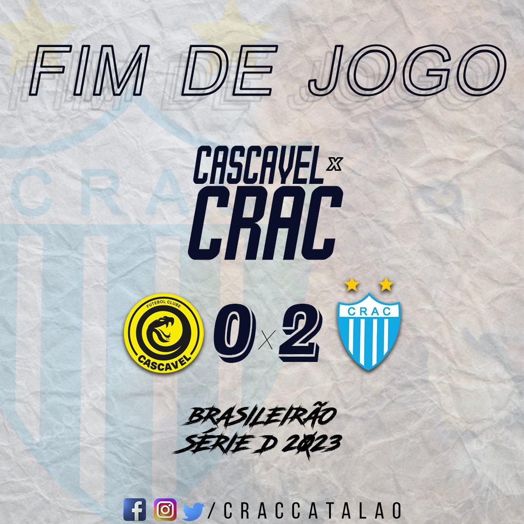 A-CA-BOOOOOOOOOOOOOUUU!!!

Fim de papo no estádio Olímpico de Cascavel, no Paraná.
Vitória do Leão do Sul por 2 a 0 em sua estreia na Série D 2023.
Lucas Gonçalves e Anderson marcaram para os gols azul e brancos que valeram os 3 pontos na tabela.
#vamosLeão
