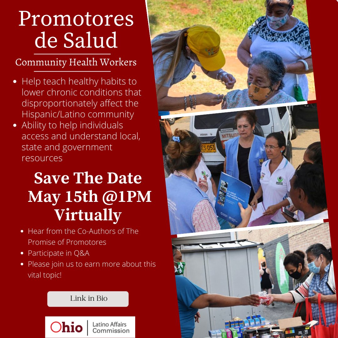 SAVE THE DATE! Come learn more about how these health workers help individuals access and understand state resources and more! 

Visit the link to register: eventbrite.com/e/the-promise-…

<a href="/CincyChildrens/">Cincinnati Children's</a> <a href="/OUHCOM/">Heritage College</a> <a href="/DrMLSampilo/">Marilyn Sampilo, PhD, MPH</a> <a href="/AngelaG_PhD/">Ángela Gutiérrez</a>