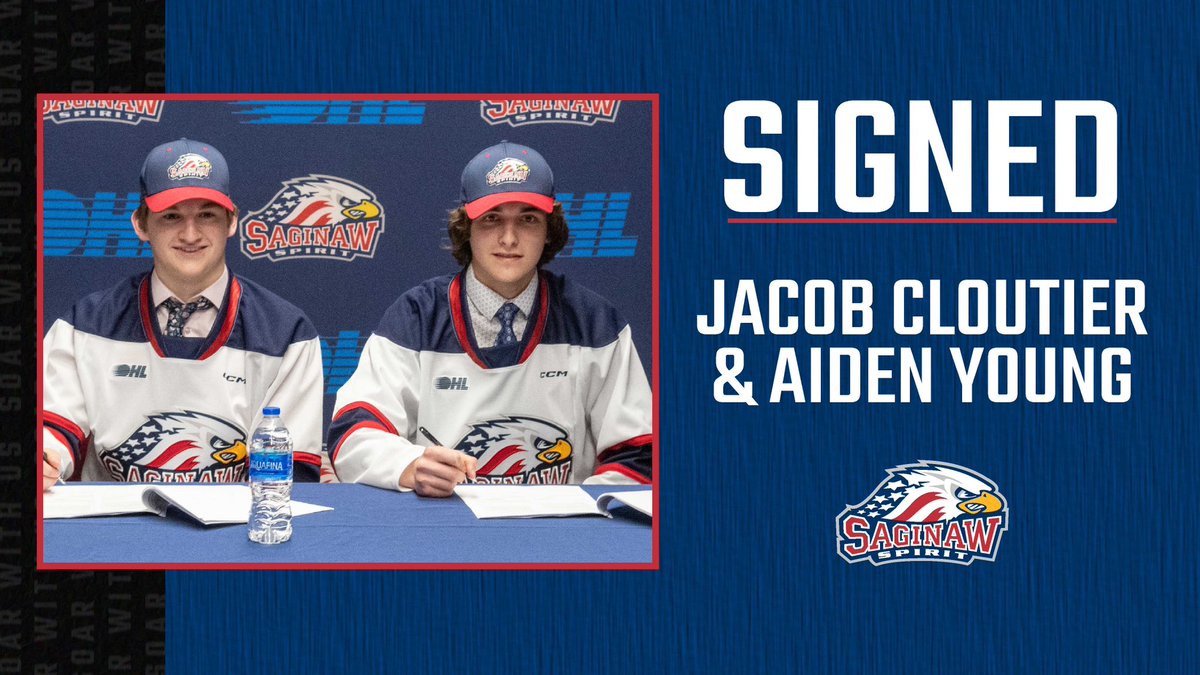 IT’S OFFICIAL 🤩

Jacob Cloutier and Aiden Young have signed with the Saginaw Spirit! 

📰 bit.ly/41khQk8
