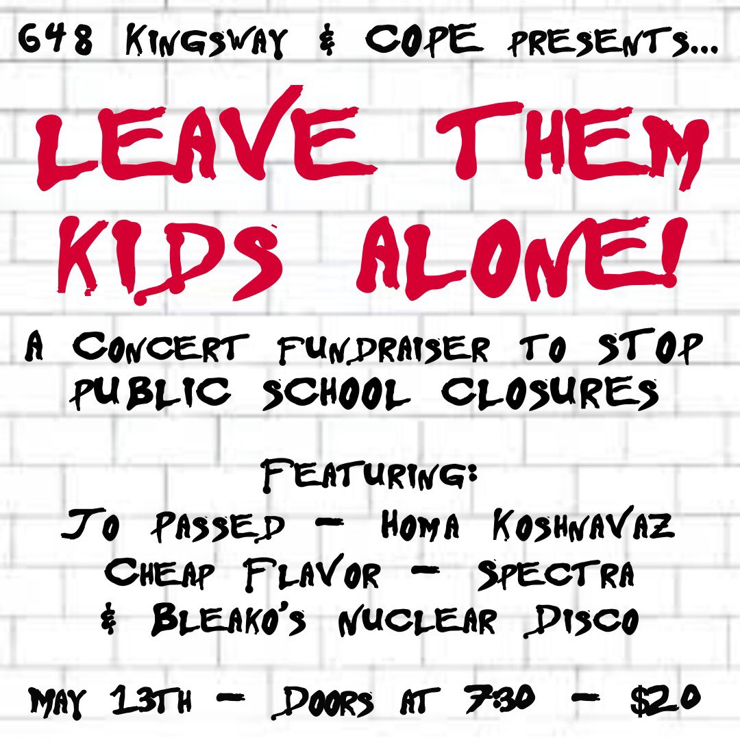 spectraband97's tweet photo. SO MANY SHOWS! 💥💥

Next Saturday we play 648 Kingsway for a COPE Fundraiser! 

Come help us fight against public school closures and enjoy some INCREDIBLE acts!

#COPE #COPEvancouver #schools #fundraiser #Vancouver #protest #spectra #band #femalefronted #PublicSchools #music https://t.co/S2iVhG9cHs