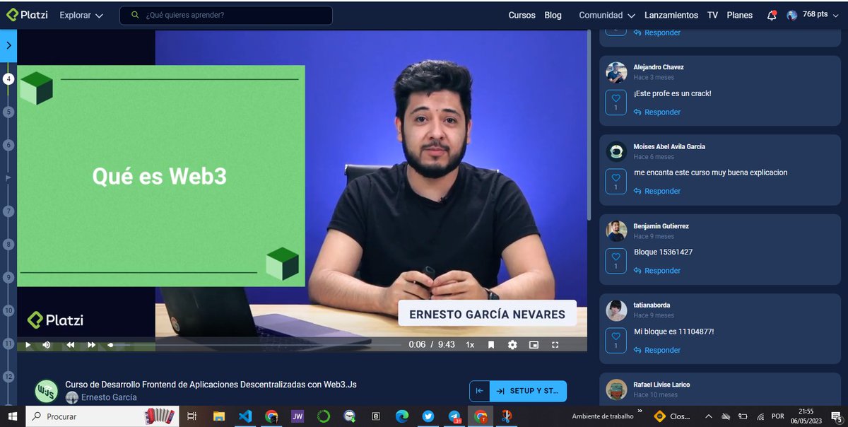 ProgramAlfa's tweet image. Sábado por la noche invirtiendo mi tiempo de la mejor manera  🤓💻 Estoy emocionado de sumergirme en mi curso de Desarrollo Frontend de Aplicaciones Descentralizadas con Web3.Js. ¡Listo para seguir construyendo DApps! 🚀 #Dapps #Web3Js #DesarrolloFrontend #blockchaintechnology