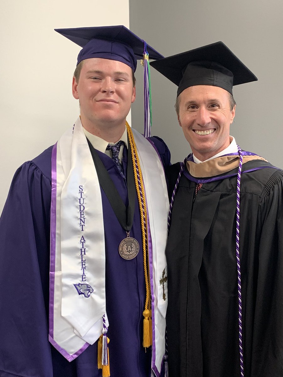 Super proud to honor our <a href="/KyWesleyan/">Kentucky Wesleyan College</a> graduates at commencement today. It’s been a pleasure to watch <a href="/Wiley11qb/">Wiley Cain</a> for the last four years, on the gridiron and everywhere else!  I look forward to cheering him on while he pursues a medical degree.  Love this guy!  #TheWesleyanWay