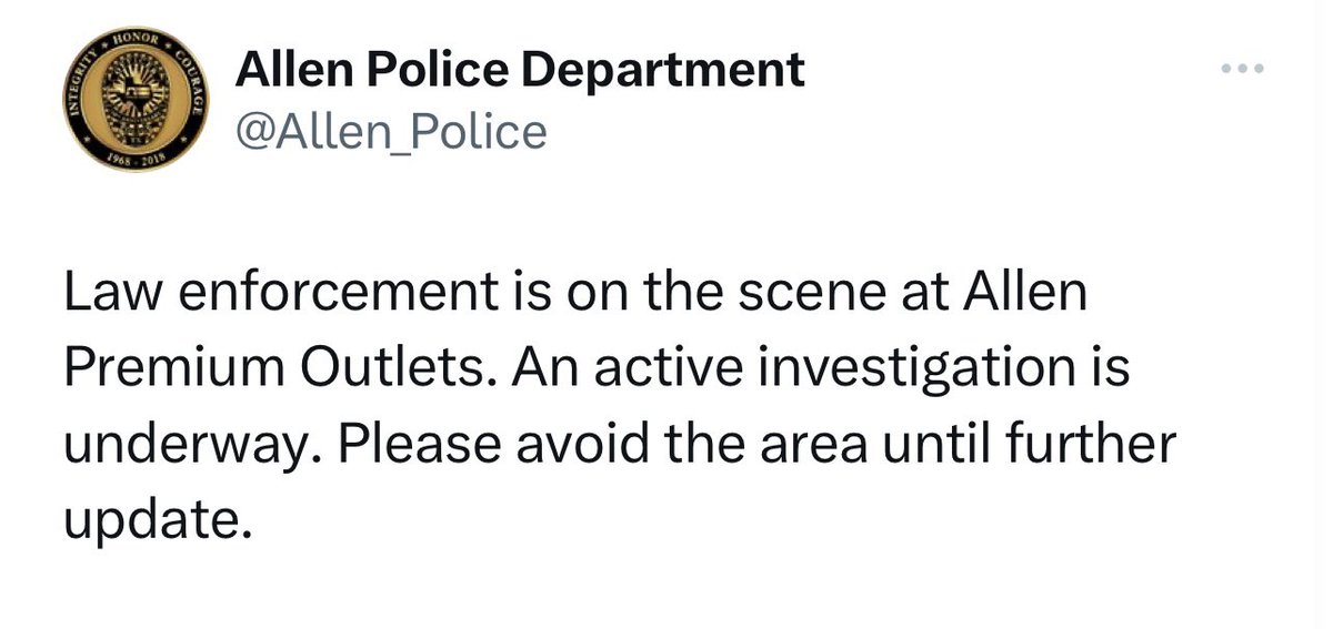 DallasTexasTV's tweet photo. Update from Allen Police Department https://t.co/2AVCrSwPyD