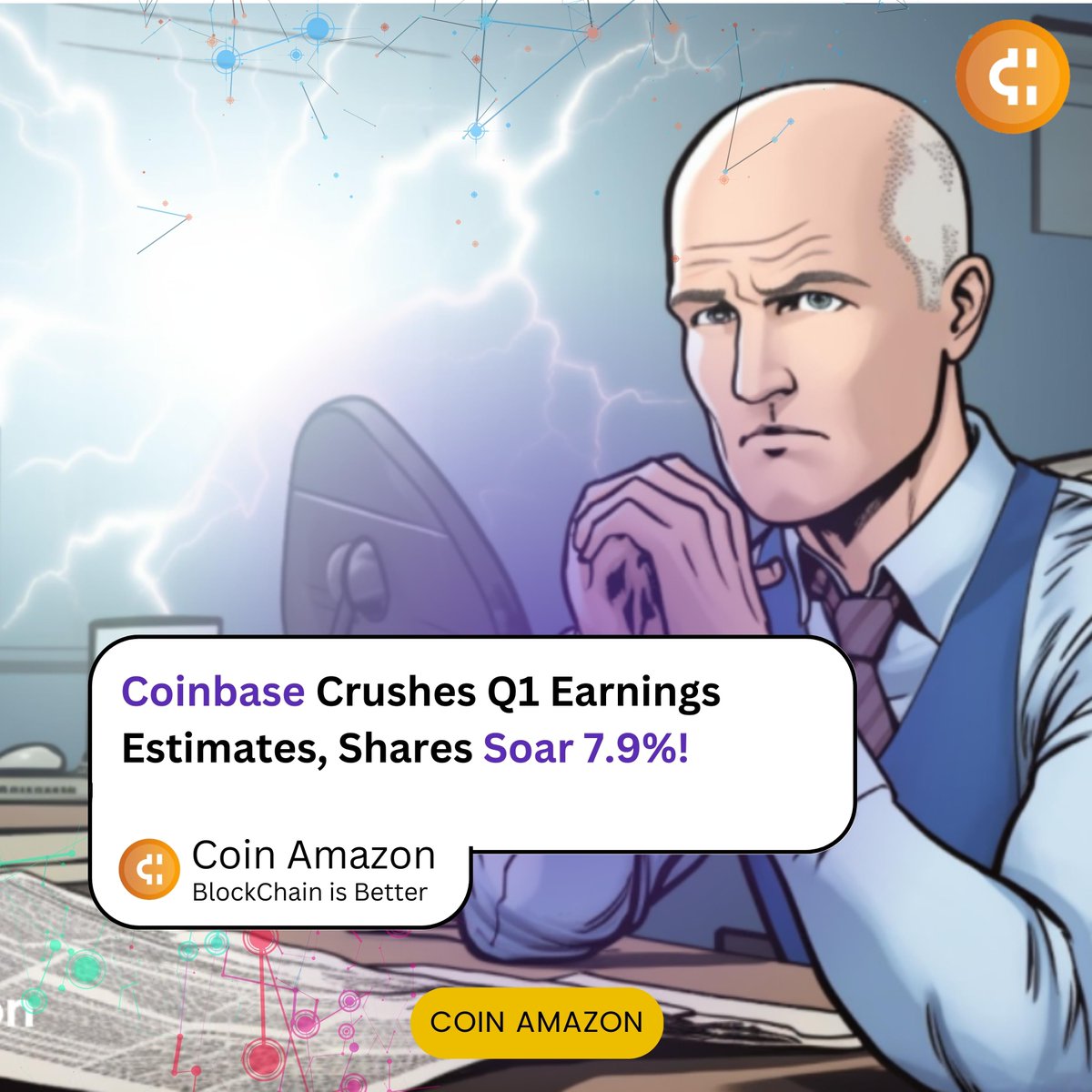 iCoinAmazon's tweet photo. Coinbase Crushes Q1 Earnings Estimates, Shares Soar 7.9%!

Click the link in bio to learn more! 👇

https://t.co/7JTiVvtFbw

#cryptonews #bitcoinnews #cryptocurrency #coinamazon #binance #BTC #Coinbase #Coinbaseearnings #Coinbaseprofit #Coinbaserevenue #Coingreko #Cointelegraph https://t.co/9I49jhyFiZ