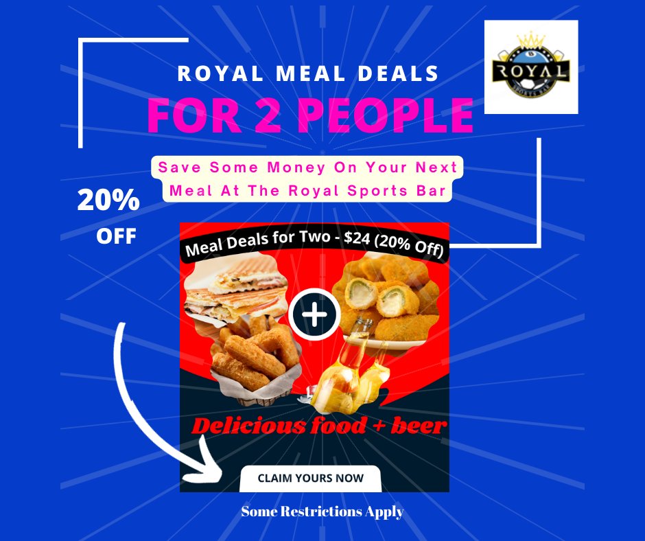 RoyalSportsBar_'s tweet photo. MEAL DEALS ARE HERE AT ROYAL SPORTS BAR!🌟🤩

Your meal deal is here! To claim your MEAL DEAL FOR 2: 🔥🎉🤩
1-Let us know below what day you're coming in this week.
2-Claim coupon here ==> https://t.co/ZiquhXjxv0
*Valid Any Day This Month Only*. | Located in Stockbridge, Georgia https://t.co/hLq3Xz6OgH