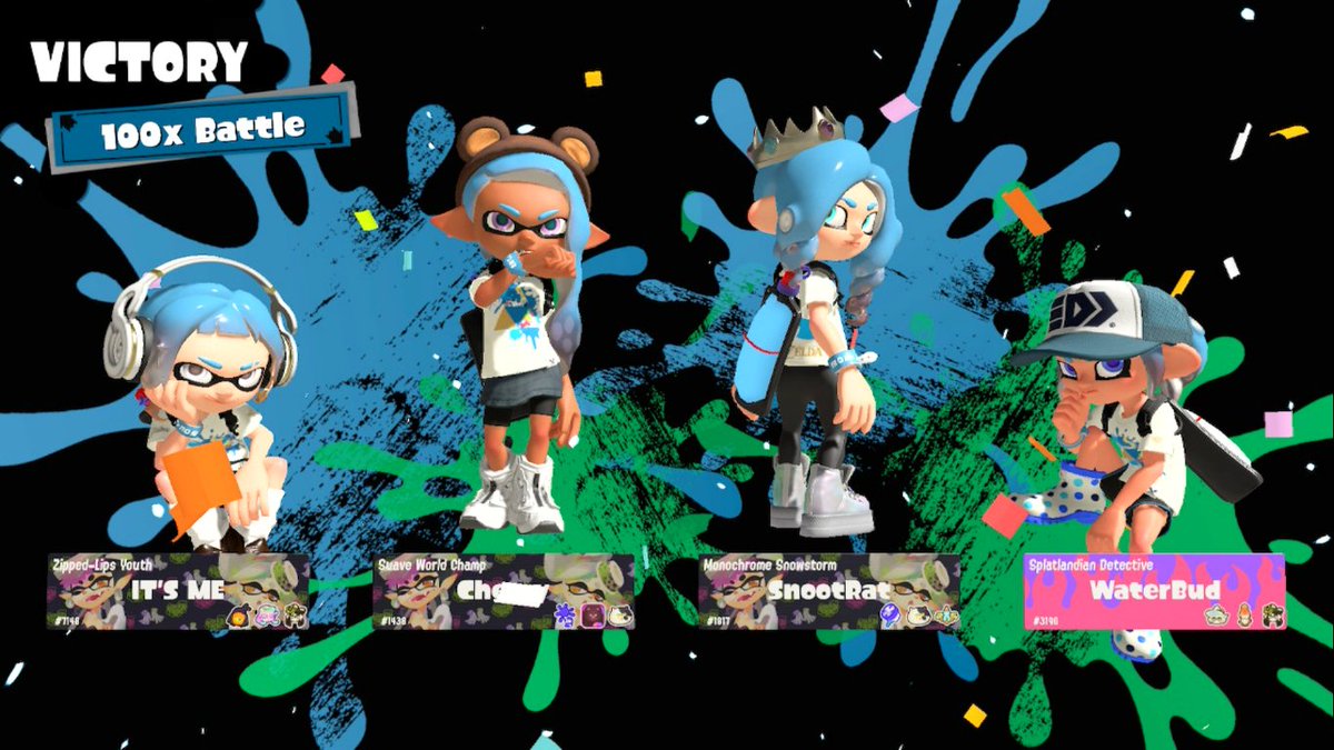 CherryFudge96's tweet photo. shout to these guys for being amazing teammates who won a 100x battle after making an awesome comeback mid-match!
#splatfest #splatoon3 #TeamWisdom https://t.co/04N5r1VX7K
