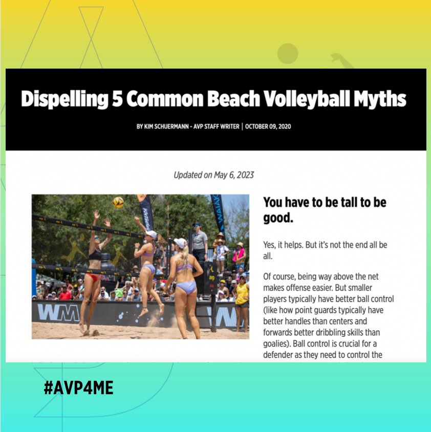 avpbeach's tweet photo. Who knew there were so many myths about what it takes to be good at beach volleyball? We just had to set the record straight! Let us know if you can think of any myths that we missed! πππ
#AVP40 #AVP4ME #JOINAVP https://t.co/ORVZywTJMM