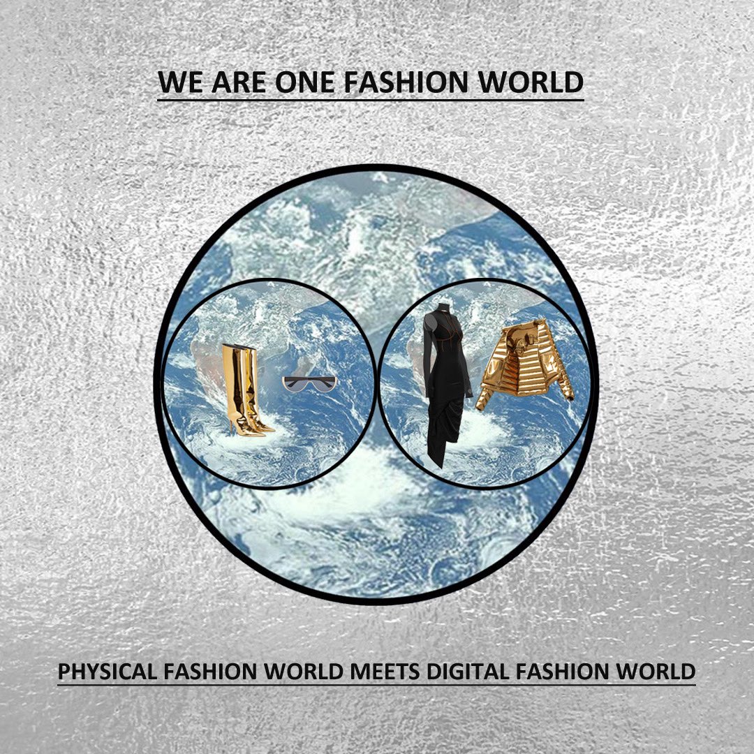wearmeta2021's tweet photo. PHYGITAL CONCEPT & MINDSET: Bridging reality & virtuality! Don‘t divide- UNITE! WE are ONE Fashion World, ONE Consciousness. PHYGITAL- UNITY & STRENGTH, unique seamless blend of digital & physical. #phygital #phygitalstyle #phygitalexperience #digitalfashion #nft #web3 https://t.co/iaVzTwMFtG