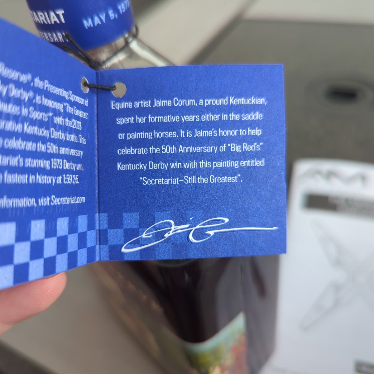 WhoaItsWoozy's tweet photo. Anyone else notice the typo on the Woodford bottle tag this year? https://t.co/iNOYSNemeb