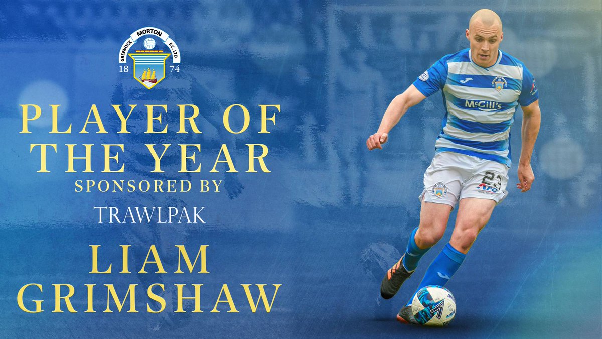 Morton_FC's tweet photo. 🏆 𝐏𝐥𝐚𝐲𝐞𝐫 𝐨𝐟 𝐭𝐡𝐞 𝐘𝐞𝐚𝐫

Sponsored by Trawlpak and voted for by the fans, your Greenock Morton Player of the Year is Liam Grimshaw! 

Congratulations, Liam 👏 https://t.co/Emo3Z7o49K