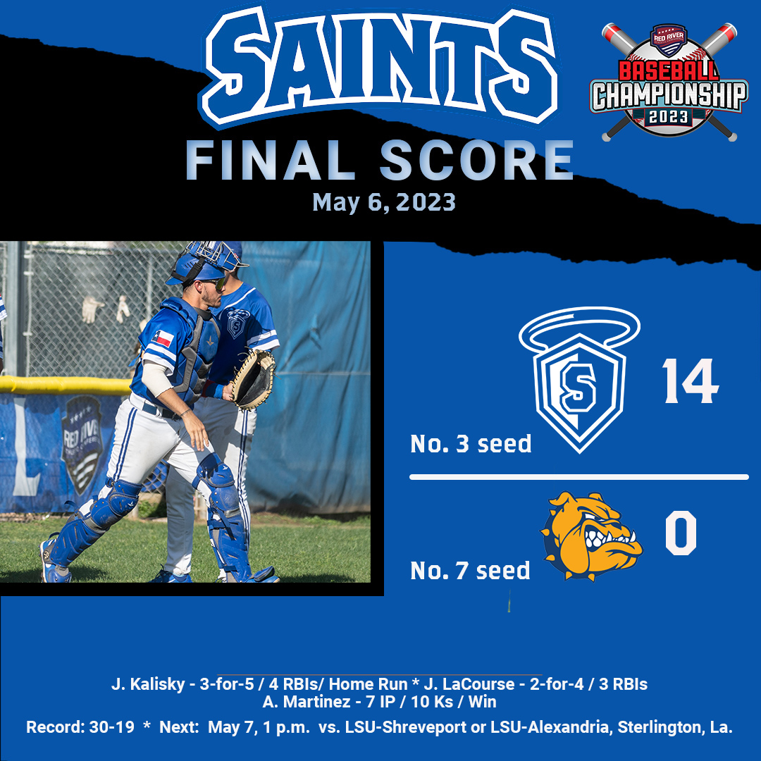 OLLUSaints's tweet photo. #SaintsPostGame: #OLLUBaseball defeats Jarvis Christian University and will face the loser of the game between LSU-Shreveport and LSU-Alexandria on Sunday at 1 p.m #WingsUpSaints https://t.co/MUpl77IjET