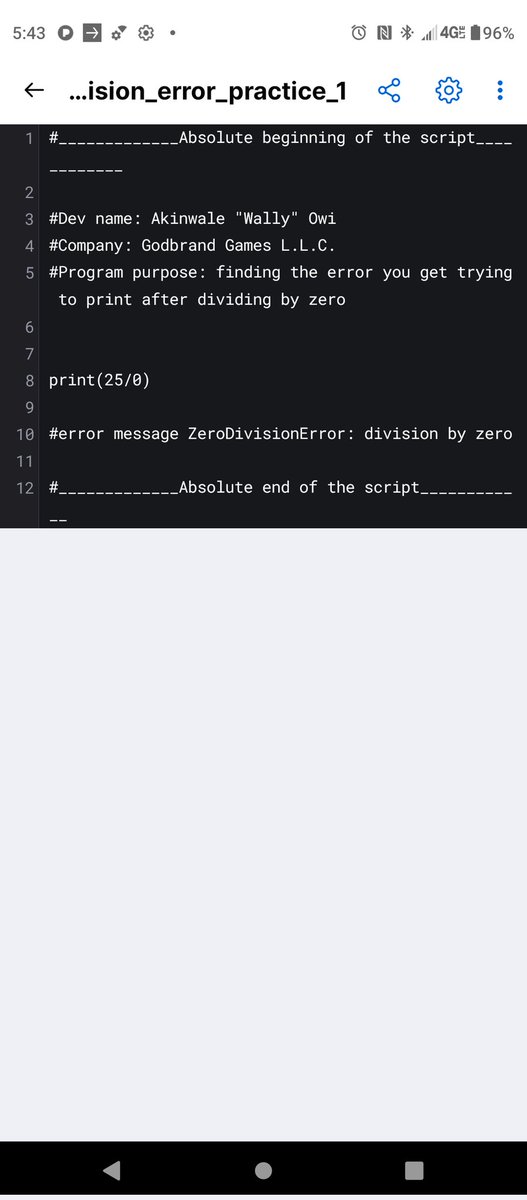 WallyOwi30's tweet image. Python Twofer- Zerodivision error script and a while loop script. While loop based off of those baseball food giveaways.
#pythoncoding #pythonstudents #learnpython