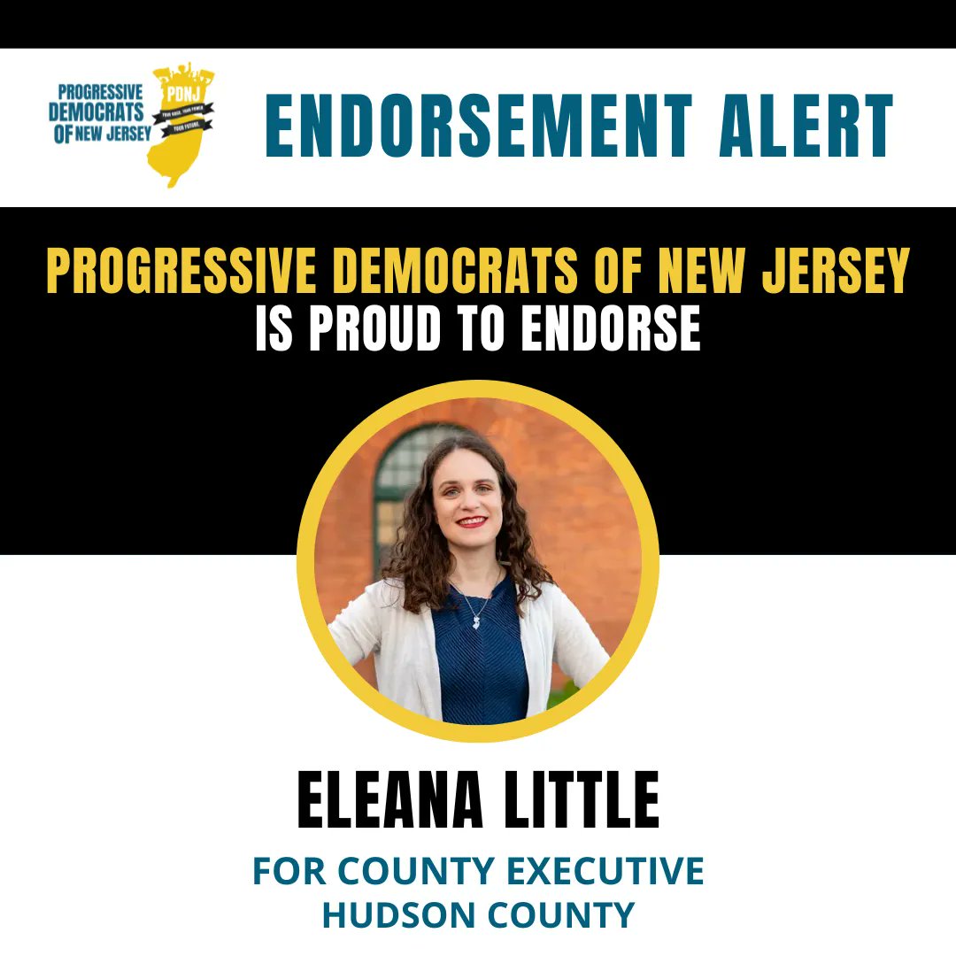 🚨ENDORSEMENT ALERT🚨 PDNJ is proud to endorse Eleana Little for Hudson County Executive! Eleana is standing up to the party bosses in Huson County &amp; fighting for the issues that matter to everyday, working people. 

Learn more about Eleana &amp; support at eleanalittle.com