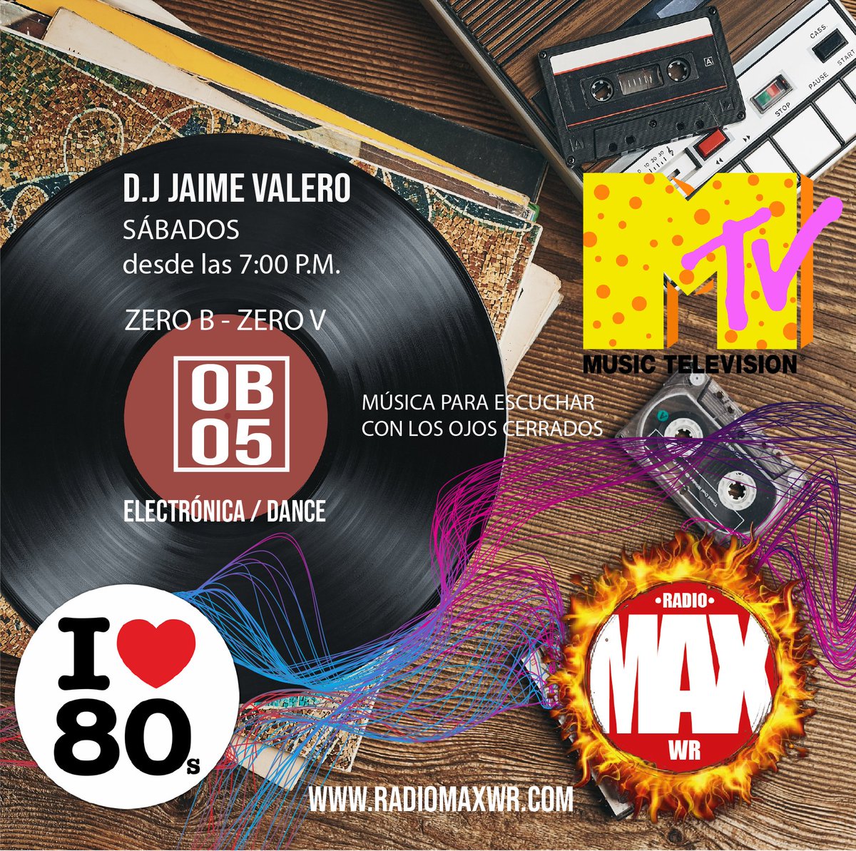 jvalerovergel's tweet photo. Esta noche al mejor estilo de las minitecas de los 80’s , de las mejores canciones de @MTV  , de aquellos tiempos gloriosos....un set de mezclas se apoderarán de #0B05 #ZeroBZeroV 7:00 p.m en @RadioMAXWR1 https://t.co/Qg8NbhWFar