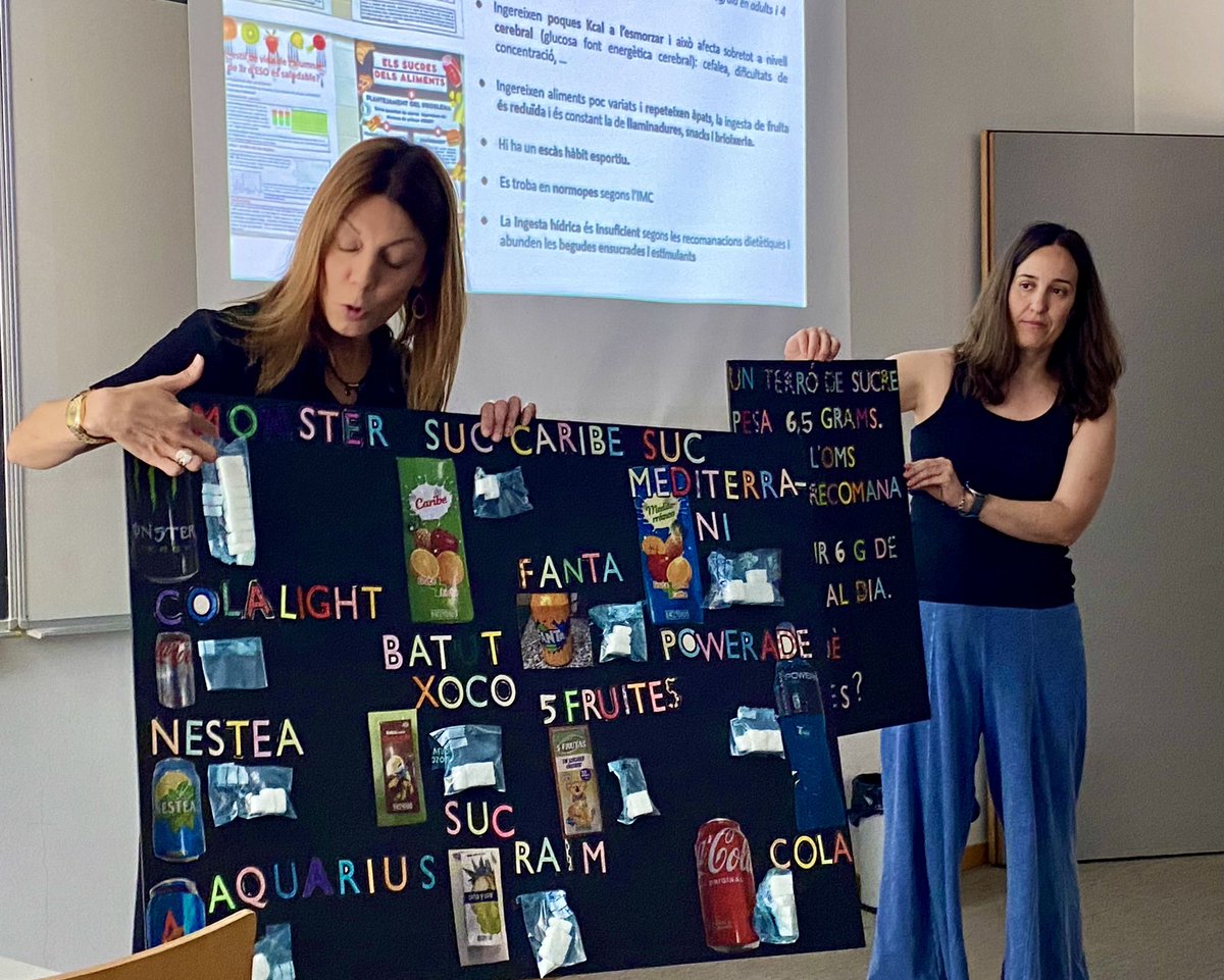 Guindavols's tweet photo. Dos ponències dels projectes del departament de Ciències Experimentals en les IV Jornades STEAM de l’@IceUdl. @laurasegre i Montse Mir han explicat el projecte: Com es menja a l’ESO? i @CosiallsAnicet: Com és de gran la Terra? anys. #steam @LleidaSteam #alimentaciosaludable https://t.co/bPwGfnGx28