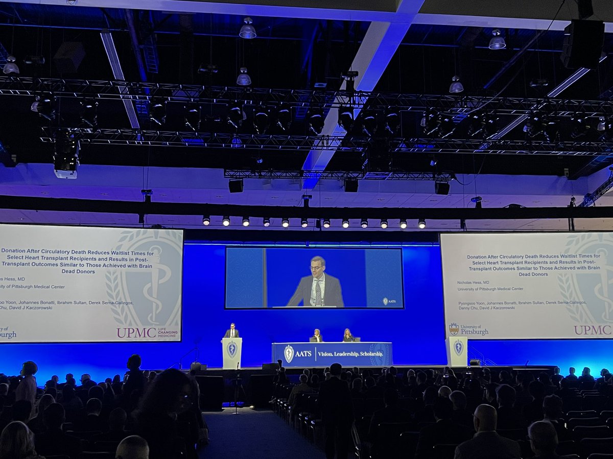 Nicholas Hess presents “Donation After Circulatory Death Reduced Waitlist Times for Select Heart Transplant Recipients and Results in Post Transplant Outcomes Similar to Those Achieved with Brain Dead Donors” Plenary session at AATS 2023 Presidential Recognition @NicholasHessMD
