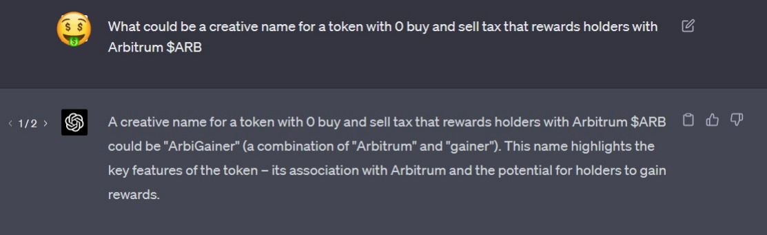 ARBiGainer's tweet photo. So, @OpenAI's GPT-4 feels #ArbiGainer with the ticker $AGN is creative and highlights our features! https://t.co/g8HHVmheT8