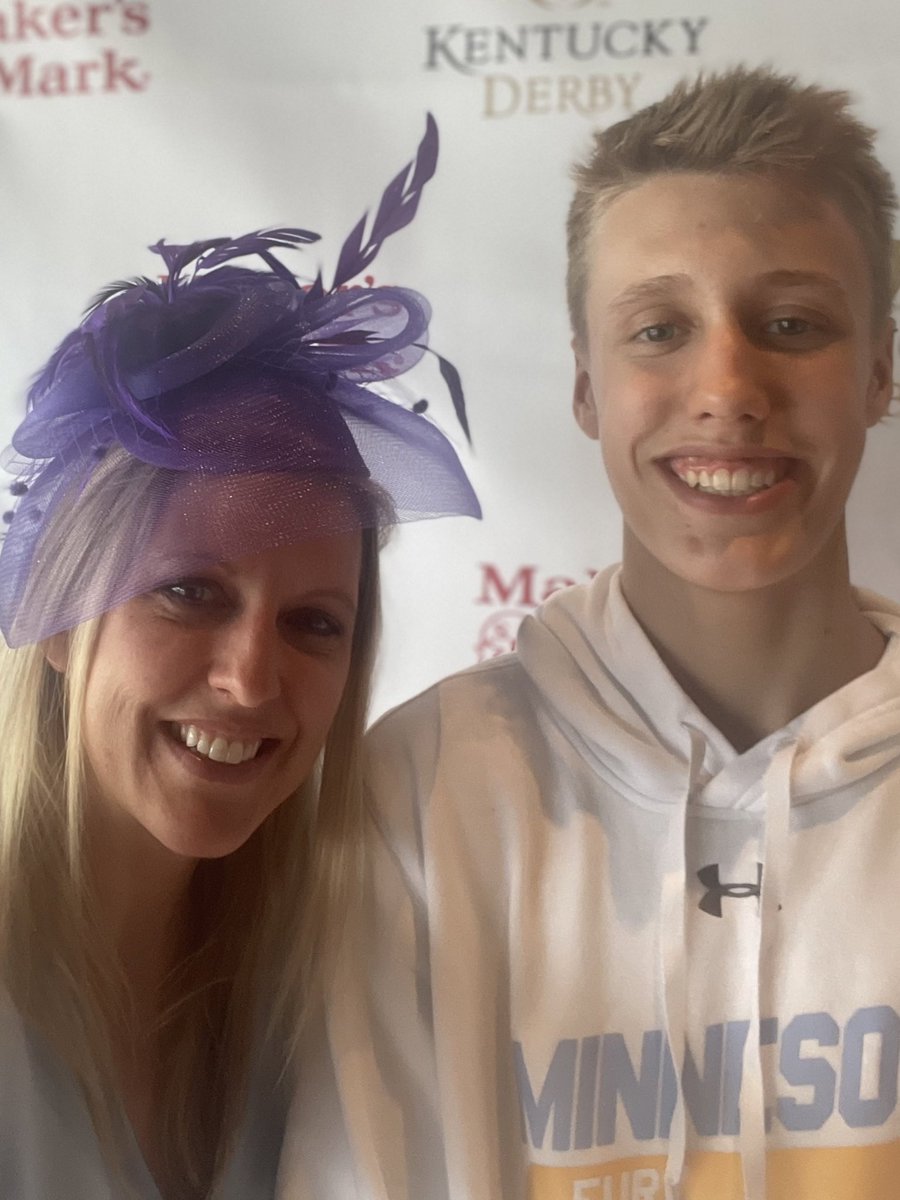 stephaniemahal1's tweet photo. From 🏀 to 🐎! Thanks @IsaiahMahal for being a trooper and tagging along to moms work event after a busy morning off 🏀 
#DerbyDay #mnfury https://t.co/s8CaSFyGw1