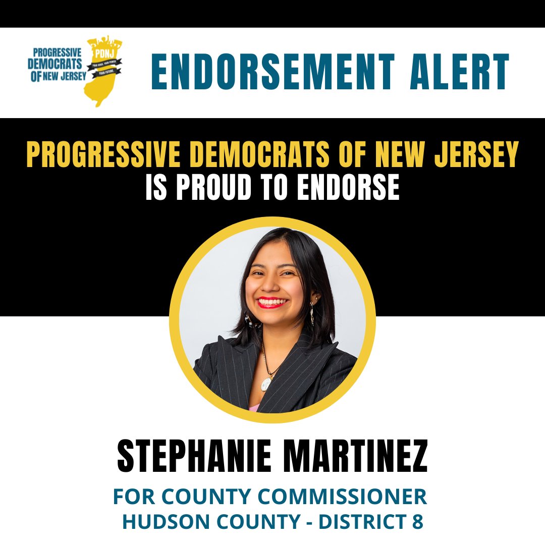🚨 ENDORSEMENT ALERT 🚨 PDNJ is proud to endorse Stephanie Martinez for Hudson County Commissioner! Learn more about Stephanie and how you can support at hudsonprogress.org