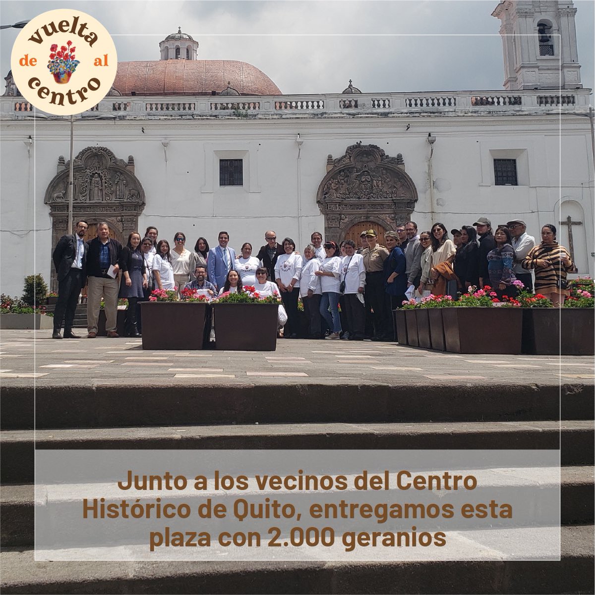 devueltalcentro's tweet photo. #NuestroProyecto | Llevamos a cabo el lanzamiento de la “Plaza de las Flores” en Santa Clara. 🌺 
 
Más de 160 macetas con un total de 2️⃣.0️⃣0️⃣0️⃣ geranios fueron colocados en el lugar, gracias a nuestras mingas junto a vecinos del sector, estudiantes y aliados del proyecto. https://t.co/0SXHu7TWeg