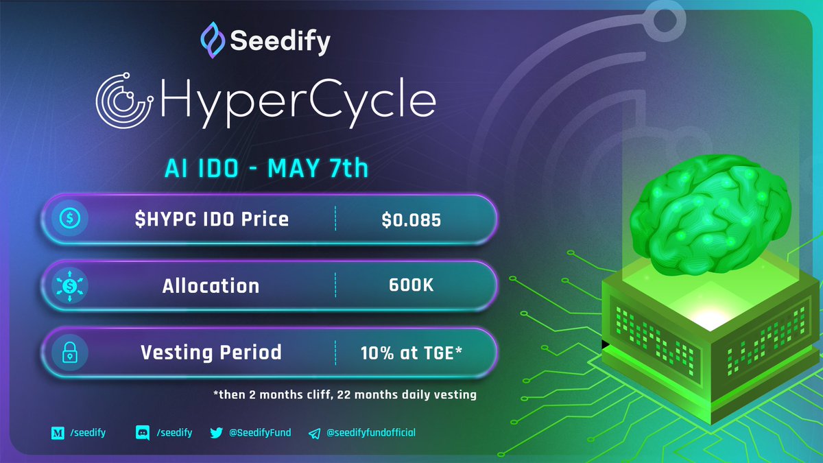 Designed to revolutionise the decentralised #AI ecosystem!💡🦾

Join the <a href="/Hypercycle_AI/">Hypercycle</a> #IDO tomorrow and be among the first to monetise your computing power! 

⏰ Phase 1 - 1 pm to 3 pm UTC 
⏰ Phase 2 (FCFS) - 5 pm UTC

LFG 🚀