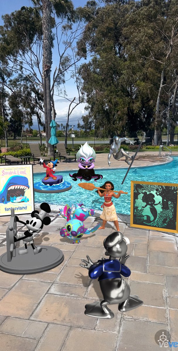 Donald Duck hosting his first ever @veve_official pool party on this gorgeous Saturday afternoon! He’s clearly thrilled about the amazing turnout and decor 💙. #veve #vevefam #heretostay #CollectorsAtHeart #disney #marvel @Disney