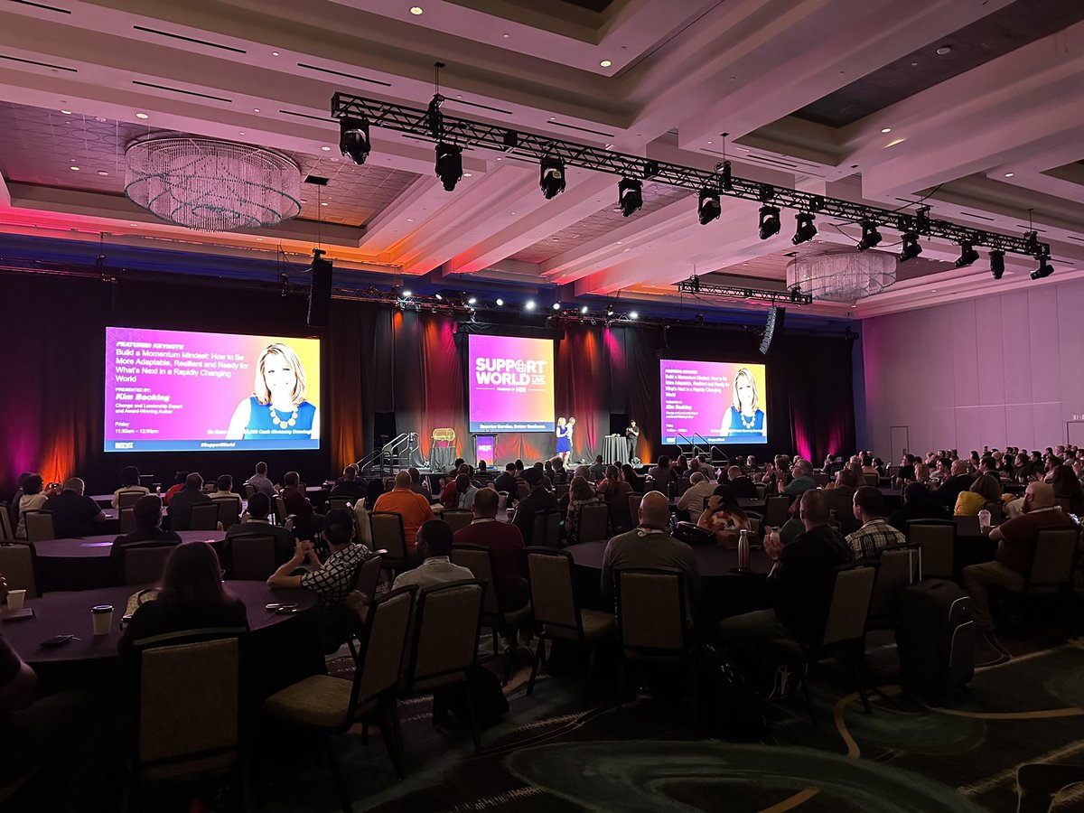 Kim_Becking's tweet photo. Loved my time at #supportworld with amazing rockstar IT professionals empowering them to shift the way they view change and challenges to build unstoppable momentum. #keynotespeaker #change #unstoppablemomentum #reframechange https://t.co/8tTADUszRO