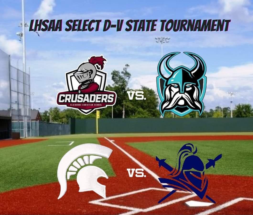 🥇 2023 State Tournament 🥇

The <a href="/LHSAAsports/">LHSAA</a> Select D-V State Tournament is set! 

🗓️ Tues. 05/09/23
📍 McMurray Park

#4 Claiborne Christian vs. #1 Avoyelles Public (11 AM)
#3 Grace Christian vs. #2 Family Community (2 PM)

#Sulphurbound
#letsgo 
#webeforeme
#weplayformay