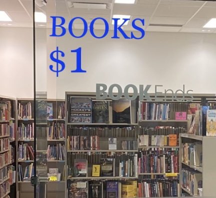 BookEndsNorth's tweet photo. BOOKS For $1 ! That’s right!! 
New arrivals daily!! Head down to BOOKSEnds @ 5120 Yonge St. Concourse level! Open Wed to Sat 10-4, Fri 10-6.

We sell quality books from public donations &amp; library surplus. Most books are only $1! Children’s books are $0.50! https://t.co/OypykHUhkW