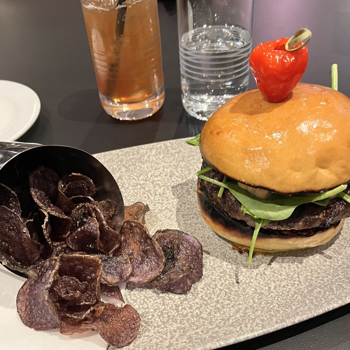 sssemester's tweet photo. The burger has a goat cheese peppadew spread and is served with a peppadew on top! #NotBadNotBad https://t.co/wF8Yzbi7O6