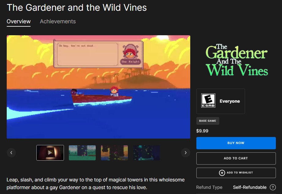 finitereflect's tweet image. You can now get #GardenerWildVines on the @EpicGames !
✂️ Climb towers using magical gardening shears!
👨❤️👨 Experience a heartfelt (GLAAD Nominated!) queer narrative
🎨 Enjoy a unique 2.5d pixel-art aesthetic and original soundtrack!
#indiegame #indiedev