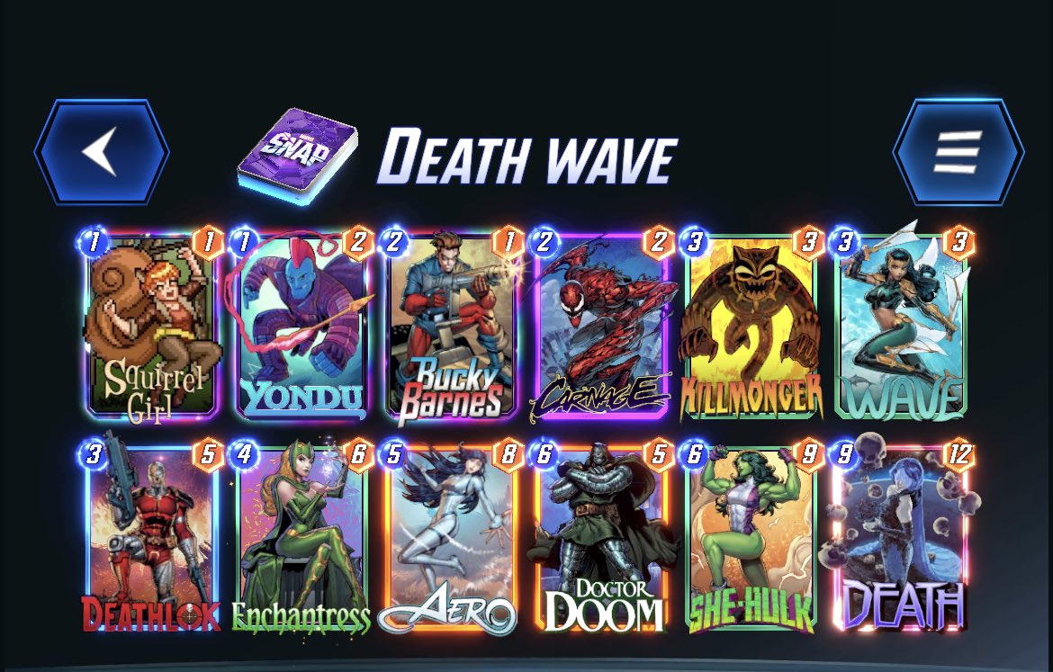 OriginalPanda2's tweet photo. Second month hitting Infinite since starting to play #MarvelSnap , Death Wave is really well positioned with the amount of Hit Monkey that was around this first week.
95-100 was by far the fastest though with the amount of Bots out there. https://t.co/IaUCYdf7kN