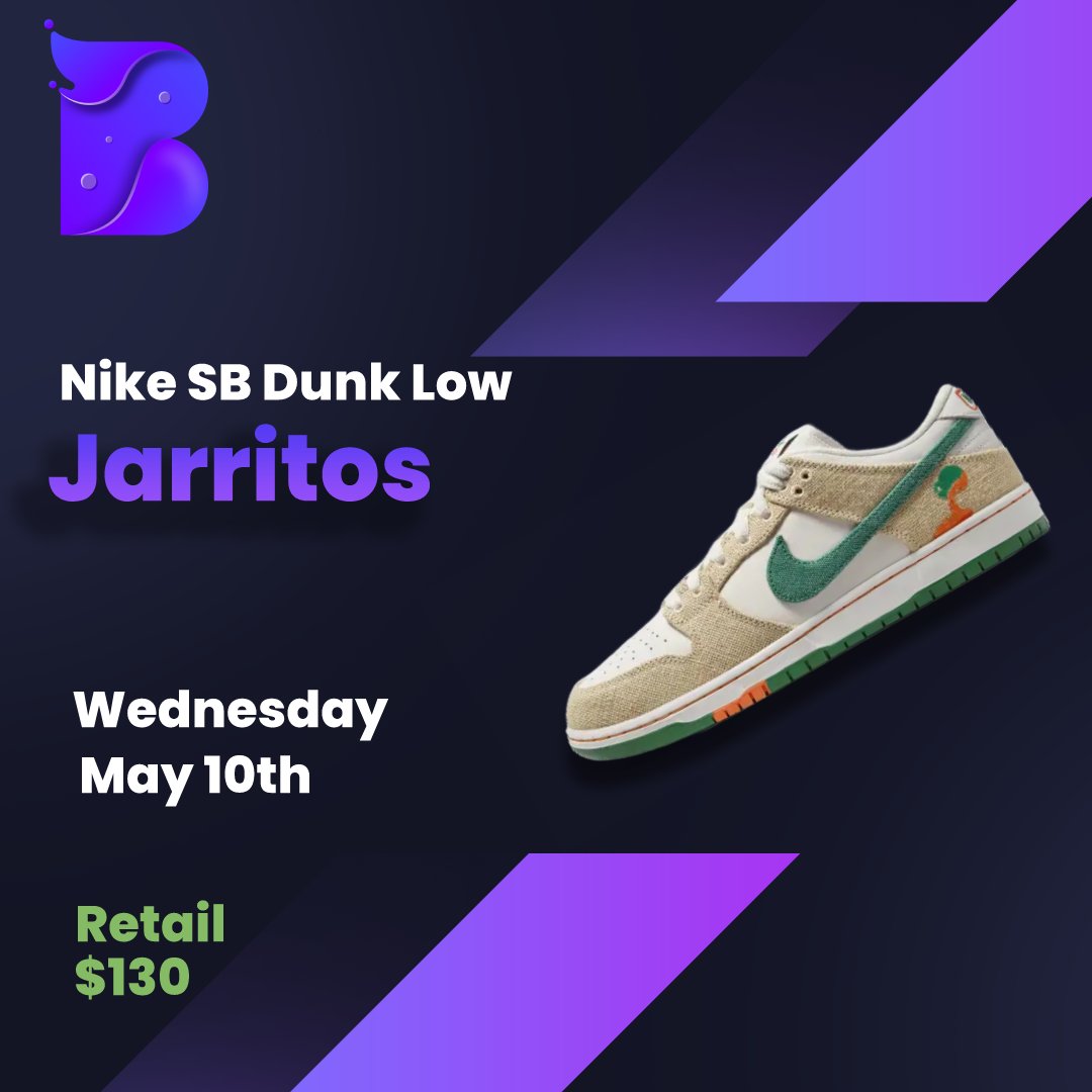 BasicCookGroup's tweet image. The Jarritos x Nike SB Dunk Low is finally releasing this Wednesday!  

Retailing at $130.   

What are your thoughts on this pair of Dunk Low&apos;s?