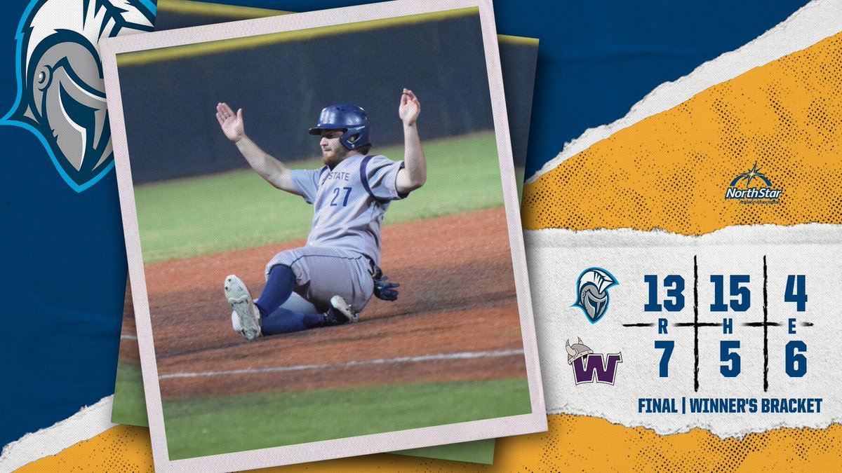 ⚾️ FINAL: #2 Dakota State 13, #3 Waldorf 7. 

Dakota State advances to face Bellevue in the semifinals on Sunday. Waldorf faces Mayville at 12 p.m. in a loser-out game.
