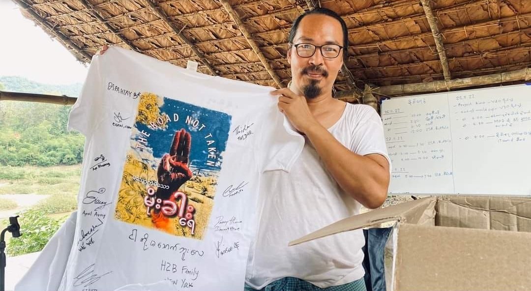 MannShein1's tweet photo. “The Road Not Taken” film, which raised over K1 Billion fund, would be streamed on Director KoPauk's YouTube Channel at 17:00 hrs on May6(Saturday)
#WarCrimesOfJunta
#2023May7Coup 
#WhatsHappeninglnMyanmar https://t.co/ziv0TO25L0