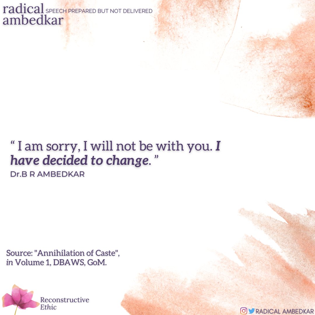 radicalambedkar's tweet photo. #Change
#Decision
#AnnihilationOfCaste
#JatPatTodakMandal
#Speech
#Lahore
#ReconstructiveEthic
#Morality
#Ambedkar
#Phule
#ShahuMaharaj
#Periyar
#Buddhism
#Buddha
#RadicalAmbedkar https://t.co/E4LQnaUV1E