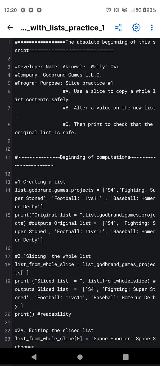 WallyOwi30's tweet image. Using slices with lists practice #1(zero based 😜)
#pythonslices #pythonprogrammers #pythonbeginners