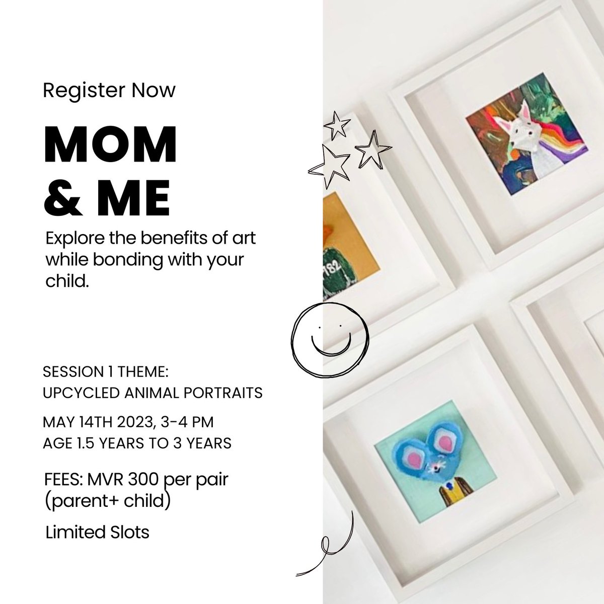 Join us for a brand new Mommy &amp; Me art class! You will leave each lesson with 1 completed project that you have made together. Free painting/ crafting station will also be provided to keep the tots engaged through out.