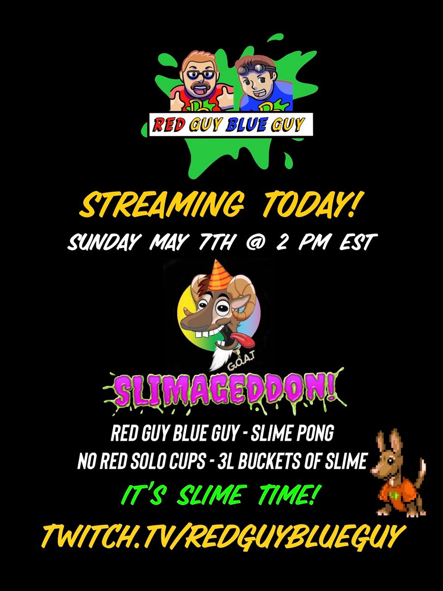 RedGuyBlueGuy1's tweet photo. Itโs Sunday & Slime Time!
Unboxing Slimageddon from
@PartyGoat
Slime Pong Game.
Bucket out = Slimed
Buy Slimageddon kit at this link! https://t.co/SrjlkVASrF
https://t.co/INkCe6ljWm
#redguyblueguy #partygoat #slime #slimed #doubledare #slimetime #beerpong #twitch https://t.co/tdS8pNNhPR