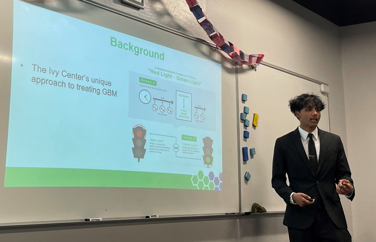 1/2 So proud of our high school intern, Akaash for his outstanding senior project presentation of the research he conducted @IvyBrainTumCtr with @LeoElena5 and James McNamara. Akaash lost his grandmother to #GBM, so this is very personal to him. #btam @BASISChandler @BarrowNeuro