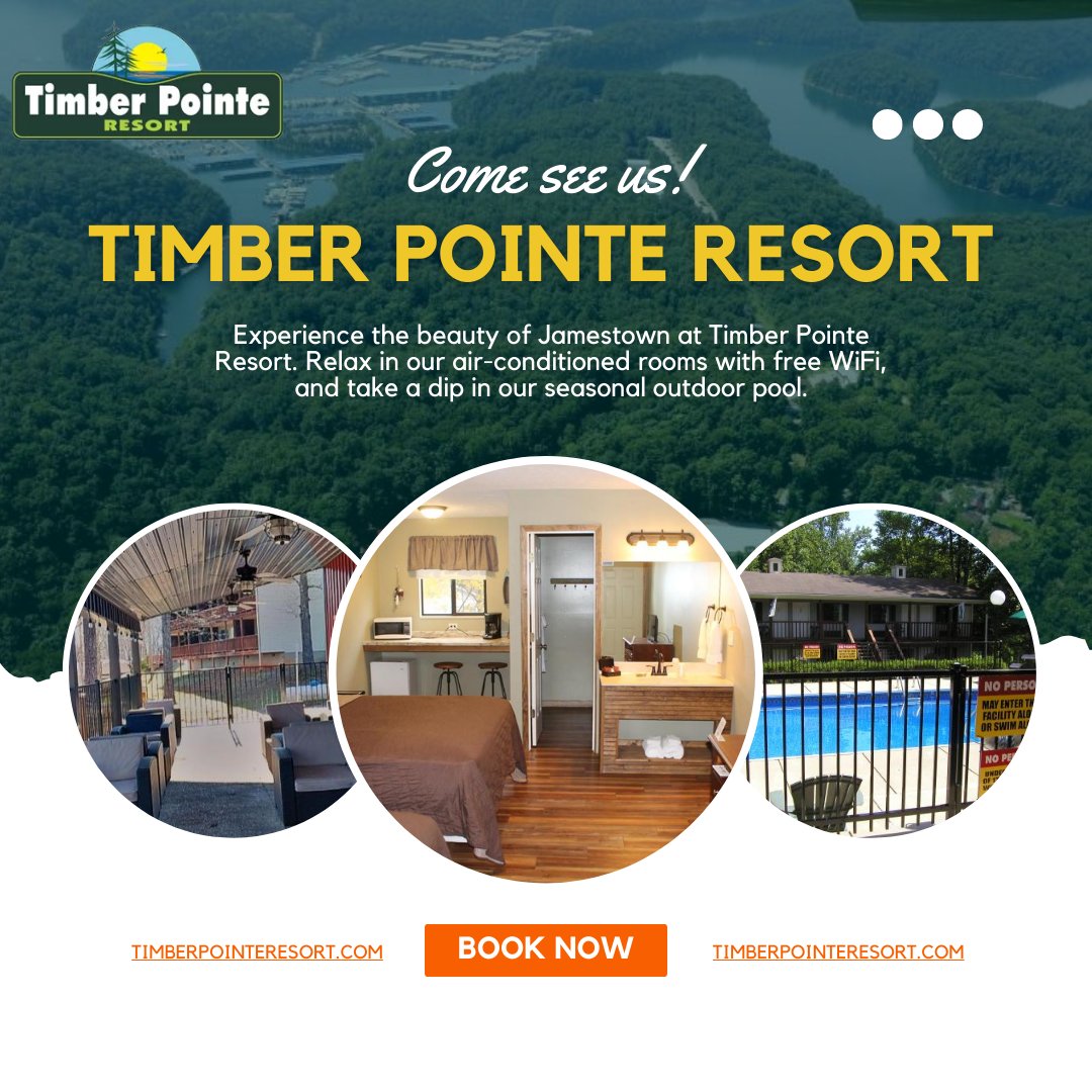 PointeResort's tweet photo. Experience the beauty of Jamestown at Timber Pointe Resort. Relax in our air-conditioned rooms with free WiFi, and take a dip in our seasonal outdoor pool. Book now and enjoy a pool view from your balcony!
Visit our website, π https://t.co/vu5OrefWeK
.
.
#TimberPointeResort https://t.co/UzV37BKnFd