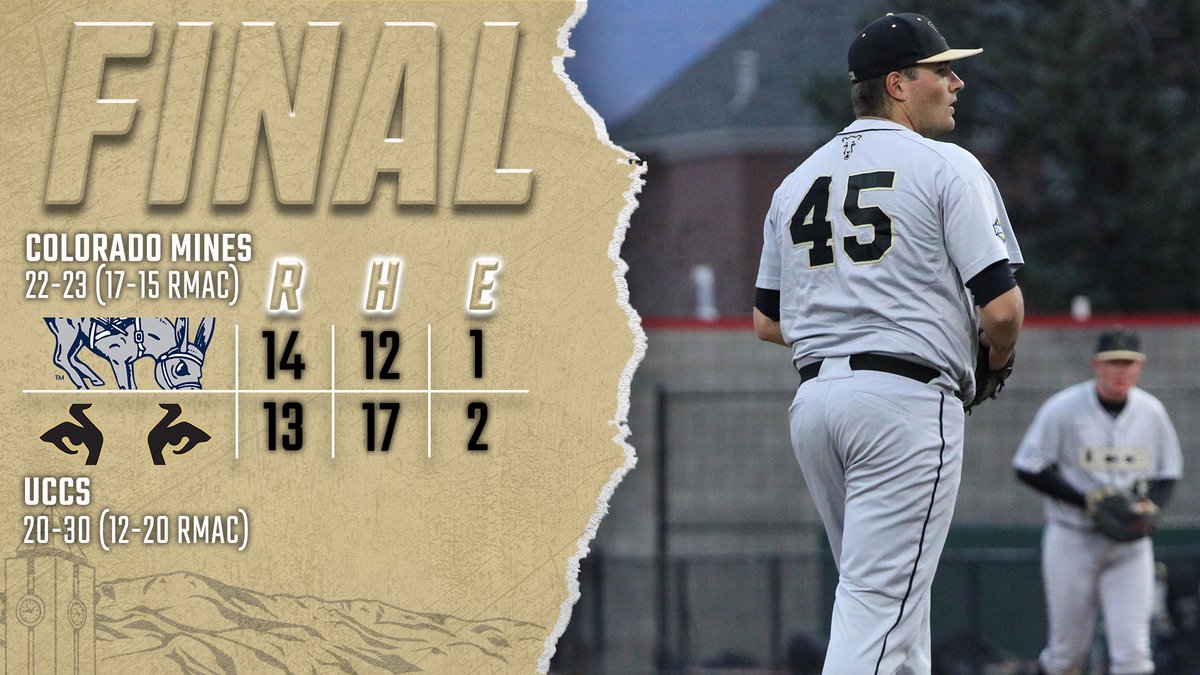 FINAL | UCCS 1️⃣3️⃣, CSM 1️⃣4️⃣

⚾ Pastorello: 3-for-4, 2B, HR, 3 RBIs
⚾ Stubbings: 2-for-3, 2B, HR, 2 RBIs
⚾ Kennedy: 1-for-2, 2B, 2 RBIs
⚾ Zweig: 1.1 IP,  1K

#GoMountainLions #RMACbsb