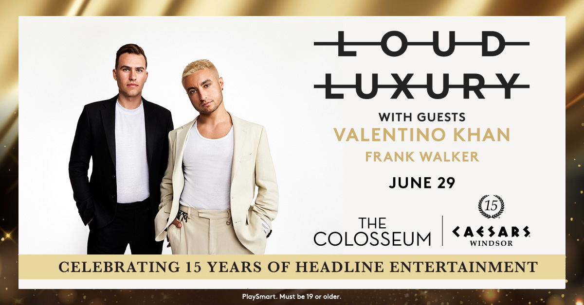 Caesars Windsor (@caesarswindsor) on Twitter photo Loud Luxury, Valentino Khan and Frank Walker are bringing the party of the summer to Caesars Windsor on June 29 at 7:30pm.
Come and dance the night away: bit.ly/40fGVvK 💃🕺
<a href="/LoudLuxury/">LOUD LUXURY</a> <a href="/ValentinoKhan/">VALENTINO KHAN</a> <a href="/DJFrankWalker/">Frank Walker</a> Loud Luxury, Valentino Khan and Frank Walker are bringing the party of the summer to Caesars Windsor on June 29 at 7:30pm.
Come and dance the night away: bit.ly/40fGVvK 💃🕺
<a href="/LoudLuxury/">LOUD LUXURY</a> <a href="/ValentinoKhan/">VALENTINO KHAN</a> <a href="/DJFrankWalker/">Frank Walker</a>