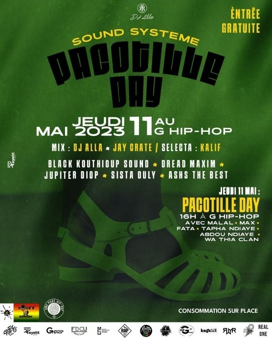 G Hip-hop / Pacotille Day

Dans le cadre de la célébration de l'anniversaire d'un des ténors de la misique Ragae, l’association GUEDIAWAYE HIP HOP a le plaisir de vous inviter à son spécial 11 Mai dédié à un ténor du Hip Hop Sénégalais sous le thème :« Pacotille Day».