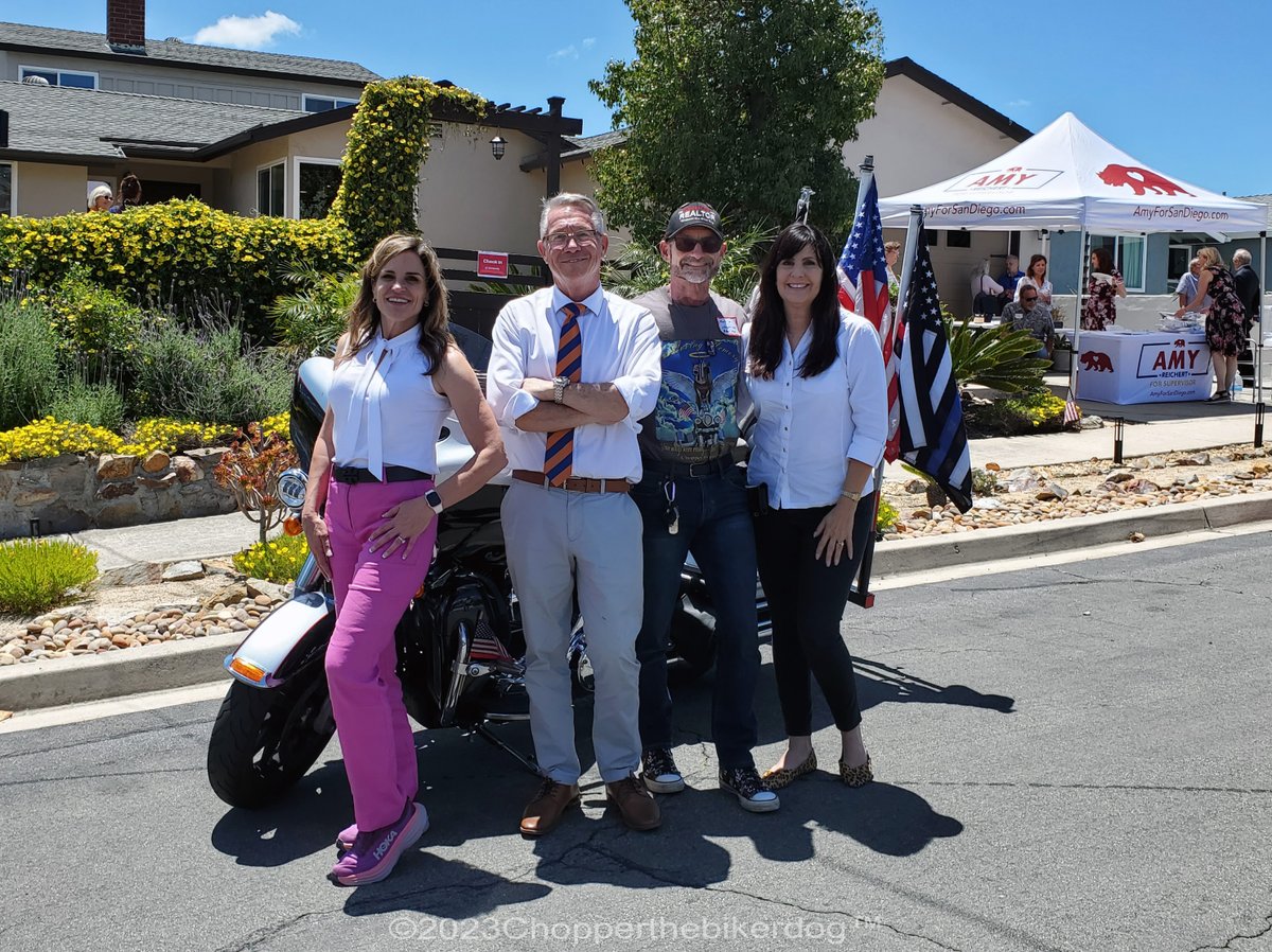ChopperBikerDog's tweet photo. Started my day at the home of SD County Supervisor Candidate Amy Reichert's home 4 a private brunch this morning, also seen here with Bill Wells, Mayor of @CityofElCajon &amp; his beautiful wife Bettie. Yes, these R long time #ChopperFans &amp; supporters @amyforsandiego @MayorBillWells https://t.co/709a7ybilg