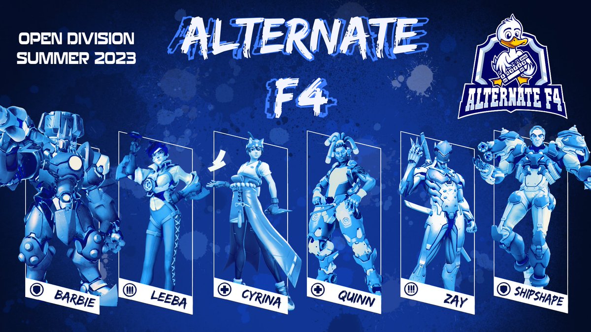 alt_esports_'s tweet image. Finally! Week 2 of #OpenDivision

And last but certainly not least, is Alternate F4. A few familiar faces with some additions as well. #AltF4TheWin 💙

🛡️⁦@ScottishBarbies⁩ 
🛡️⁦@shipshapeOW⁩ 
🔫 ⁦@LeeBA_OW⁩ 
🔫 ⁦@f4Zay_OW⁩ 
💉 ⁦@sheCyrina⁩ 
💉@Quinn
