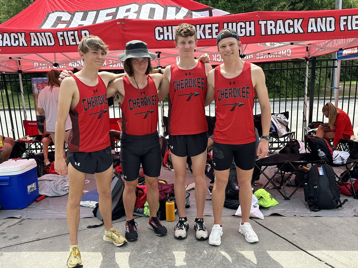 Warrior Nation!!  Congratulations to Schmidt, Rustbridge, Jarvis &amp; Callahan for Breaking the 4x800 School Record!! <a href="/CherokeeAD/">Cherokee AD</a> <a href="/tstring3/">tom Stringfellow</a> <a href="/coachccurtiss/">Coach Curtiss</a> <a href="/GeorgyAnderson/">Georgy Ann Anderson</a>